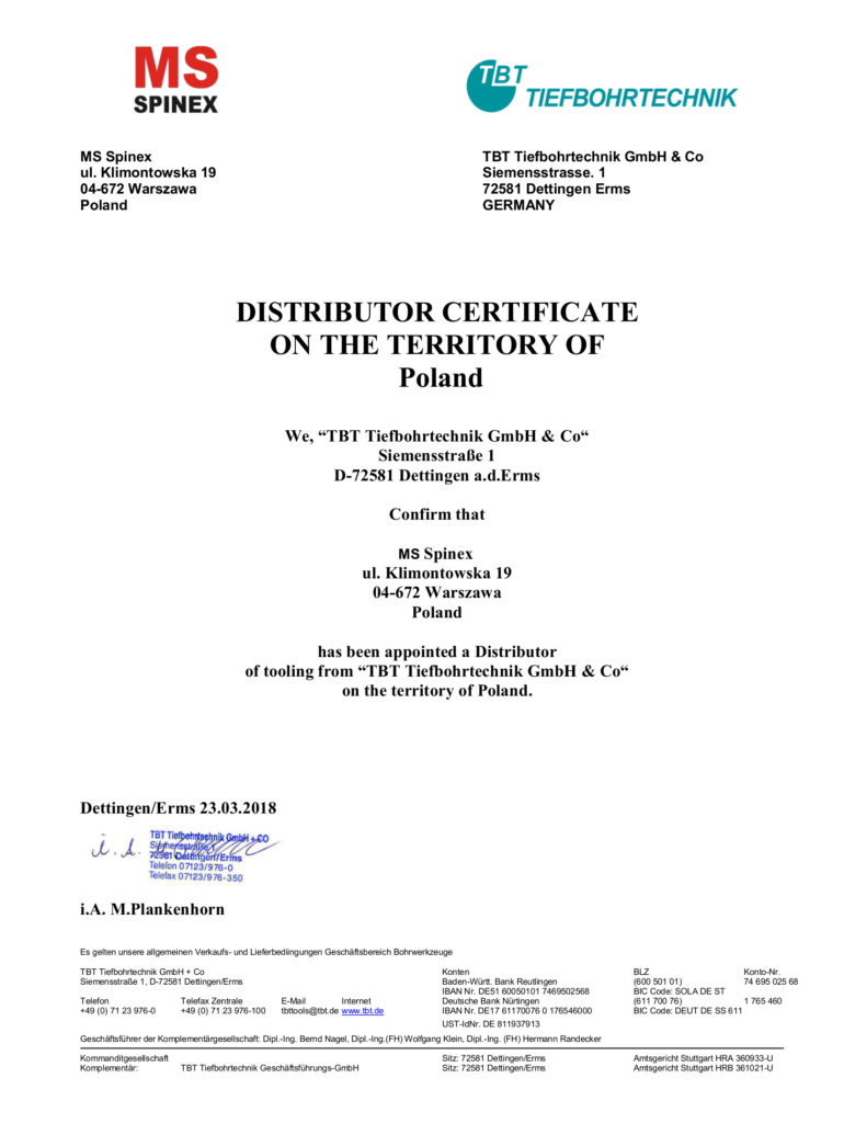 Distributor Certificate MSSpinex